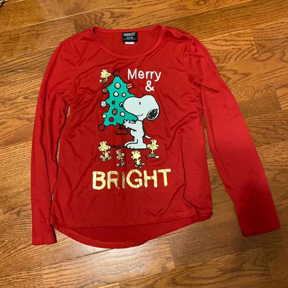 Red Christmas snoopy long sleeve t-shirt